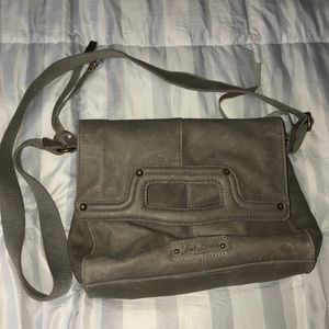 Lucky Brand taupe fold over crossbody bag
